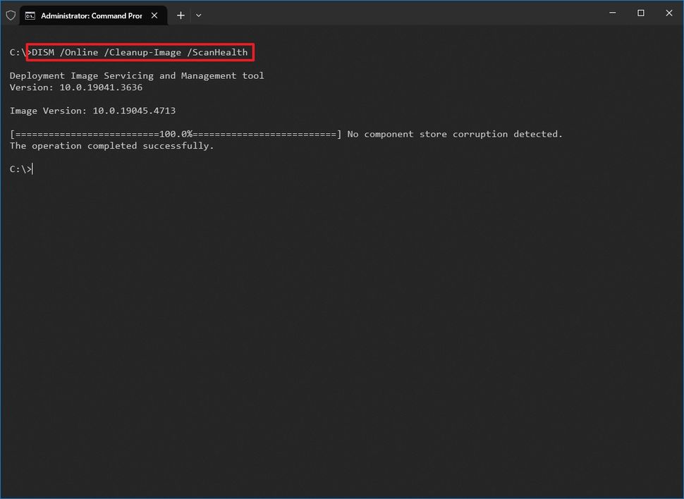 dism online cleanup-image scanhealth