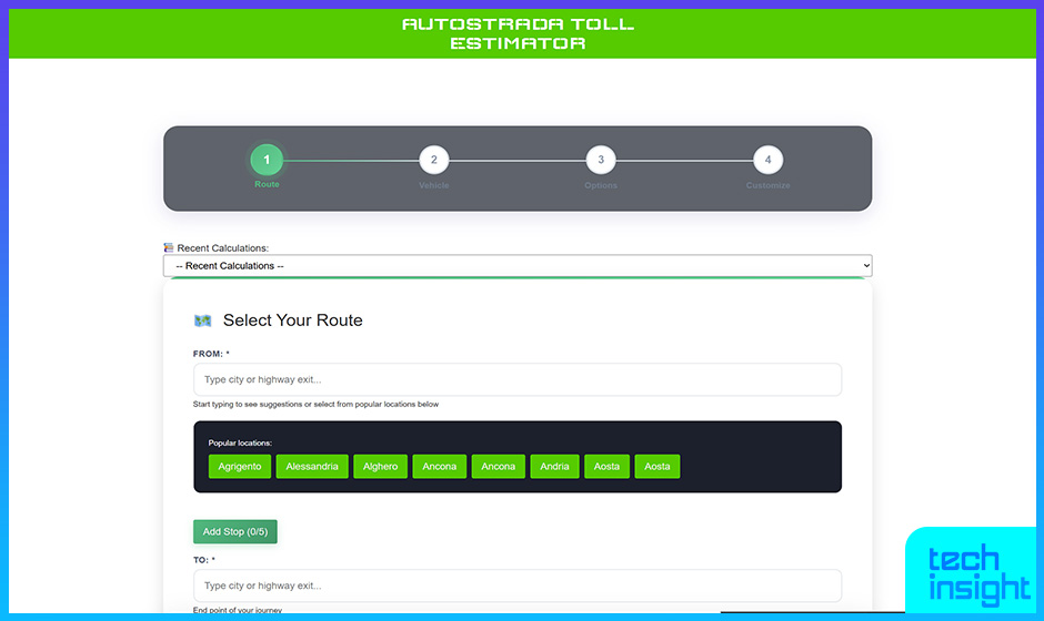 Autostrada Toll Estimator