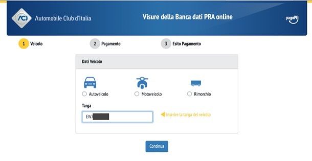 Visura PRA per conoscere proprietario veicolo