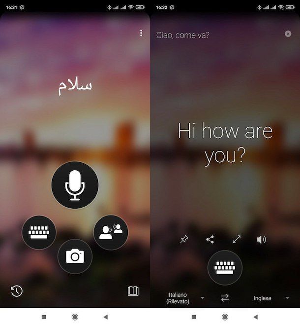 Microsoft Traduttore app su dispositivo mobile