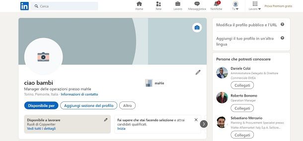 LinkedIn creazione profilo curriculum vitae online ottimizzato