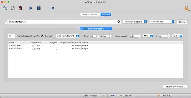 qBitTorrent client torrent con motore ricerca integrato