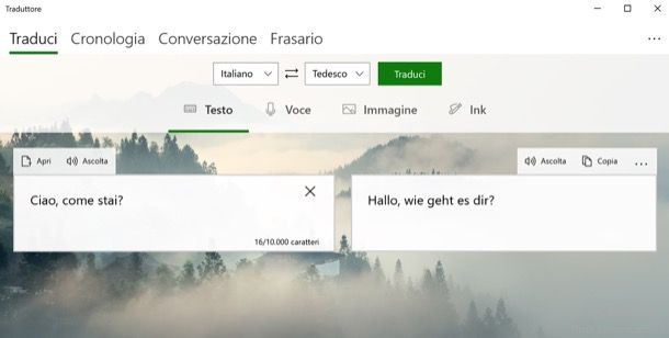 Microsoft Traduttore interfaccia applicazione desktop