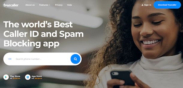App Truecaller per identificare chiamanti e bloccare spam