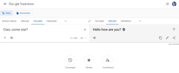 Google Traduttore interfaccia web su computer