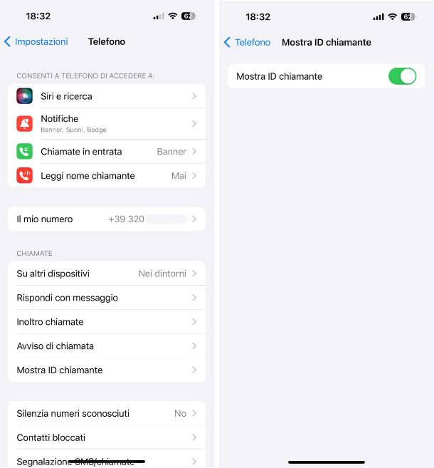 nascondere numero iPhone impostazioni