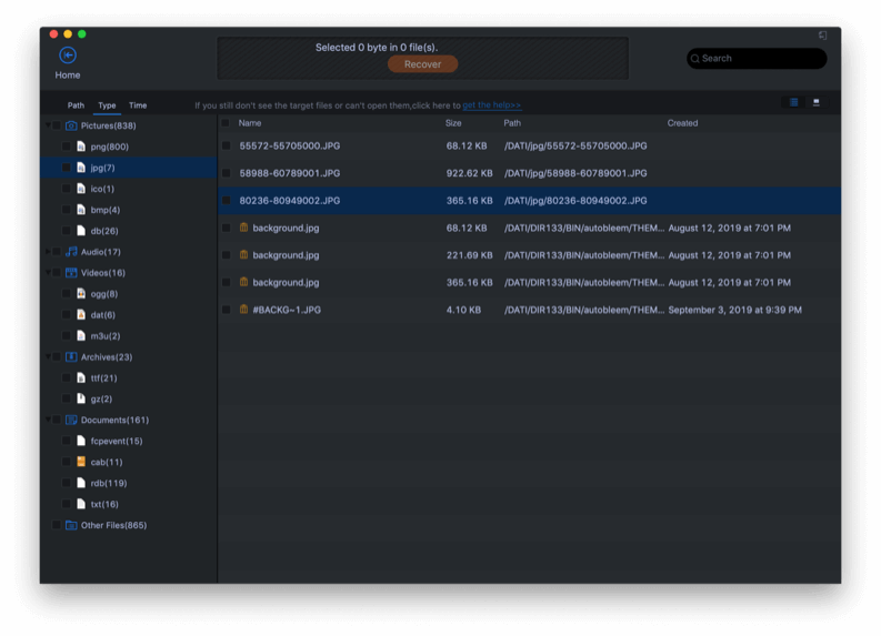 lista file recuperabili con software data recovery iBeeSoft