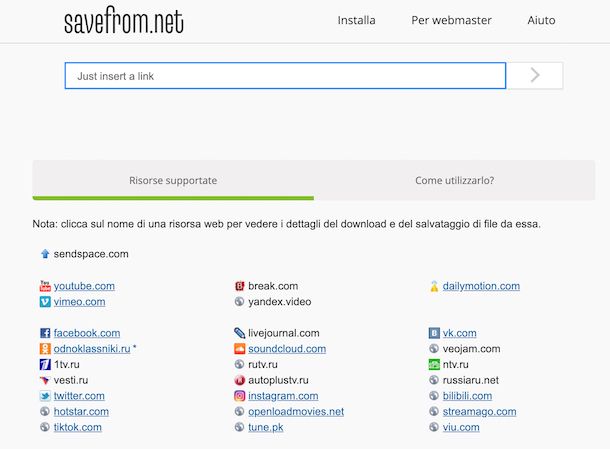 Scaricare video YouTube con servizio online SaveFrom