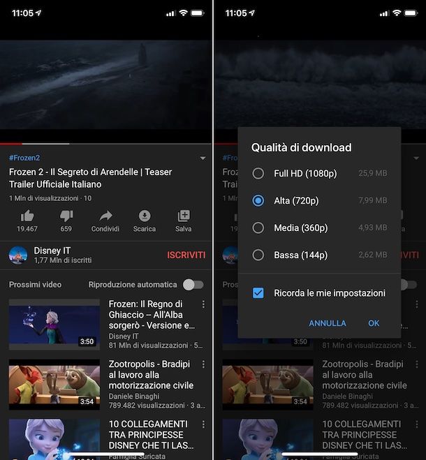 Scaricare video YouTube con YouTube Premium su dispositivo mobile