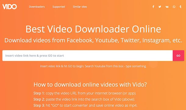Scaricare video Facebook con servizio online VIDO