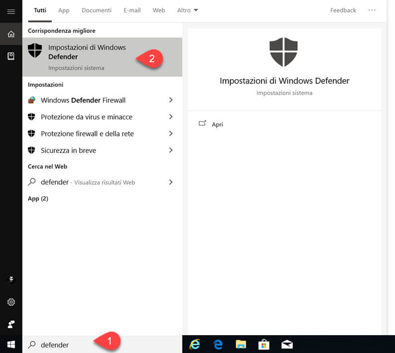 ricerca windows defender protezione ransomware pc