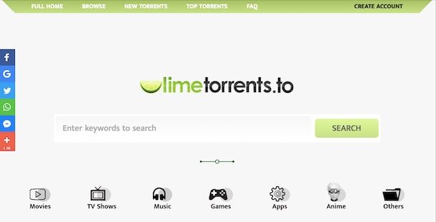 Lime Torrents motore di ricerca torrent gratuito e affidabile