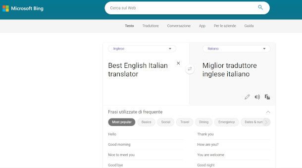 Miglior traduttore inglese italiano 15 Interfaccia Microsoft Bing Translator per traduzioni inglese italiano