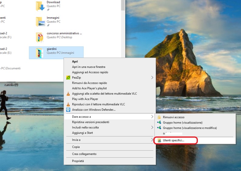condivisione cartelle di rete su Windows 10 Esplora risorse