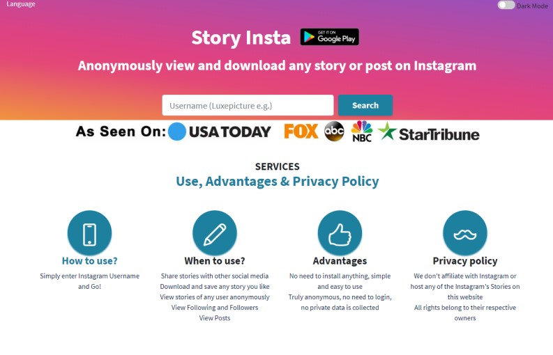 Visualizzazione Storie Instagram senza account tramite browser