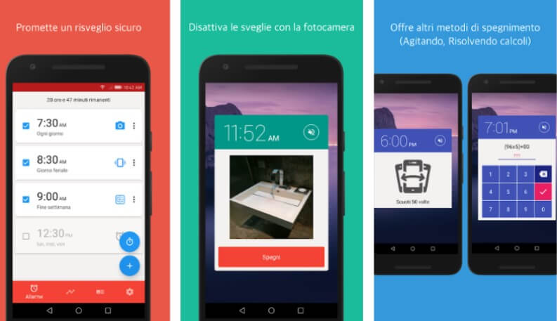 App Alarmy sveglia con metodi drastici per svegliarsi