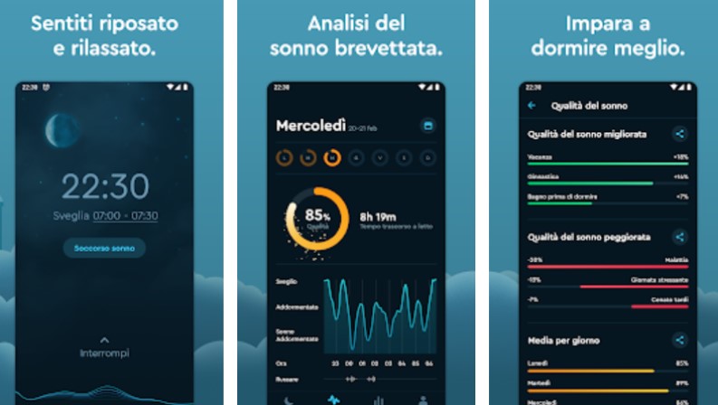 App Sleep Cycle monitoraggio sonno e sveglia intelligente Android