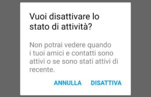 conferma disattivazione stato Messenger