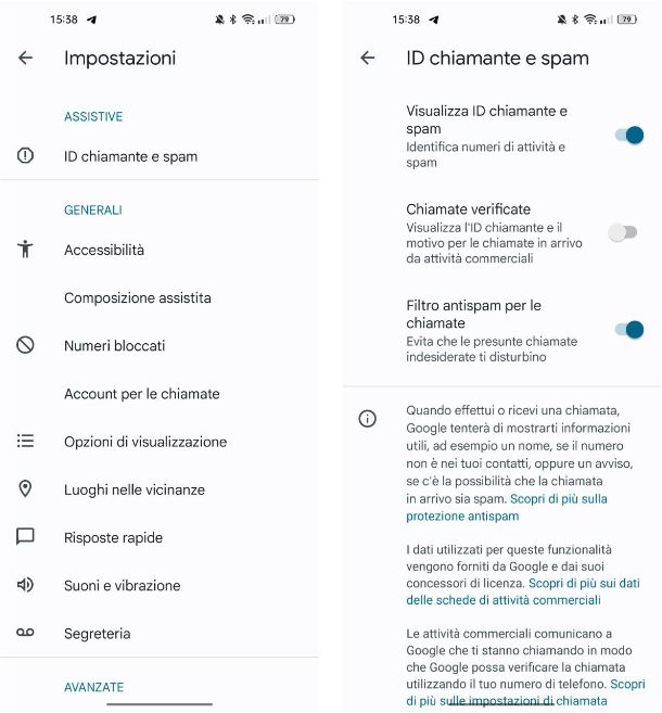 App Telefono di Google per identificare chiamanti sconosciuti