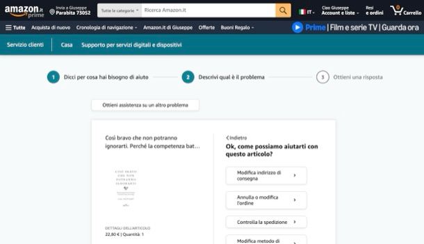 Chiamare Amazon per problemi spedizione e tracciamento ordini