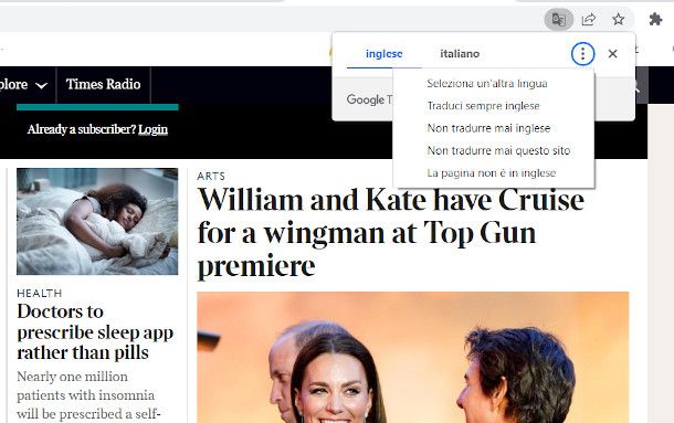Miglior traduttore inglese italiano 16 Funzione traduzione integrata in Chrome per siti web inglesi