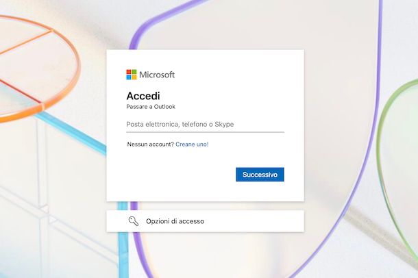 Accesso a Hotmail tramite browser web su computer